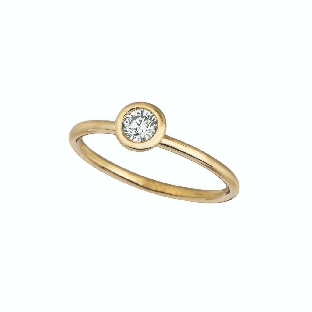0.30 Carat Natural Diamond Bezel Ring 14k Yellow